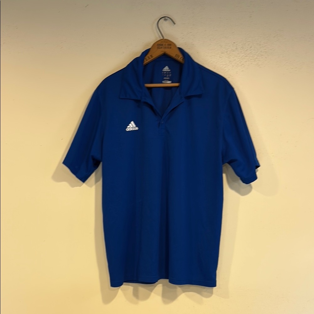 Adidas Blue Polo Shirt Casual Short-Sleeve